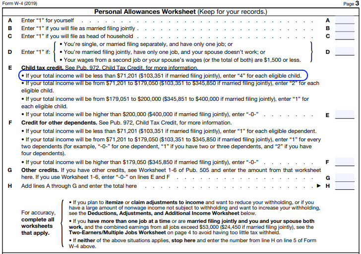 What Is Total Credit Amount On W4