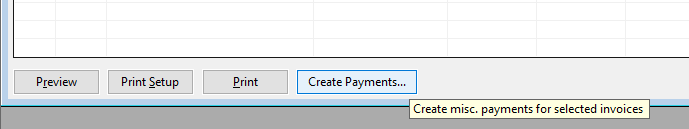 Create Payments button