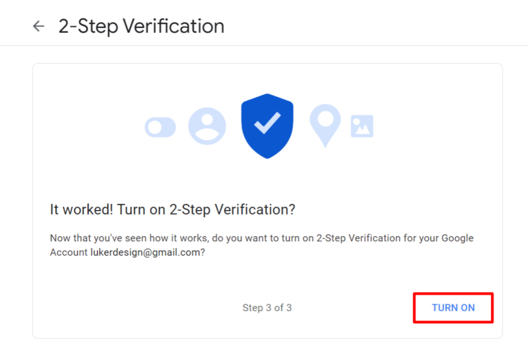turn on 2 Step verification